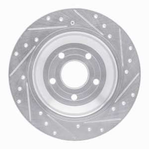 Ford Bronco Sport Brake Rotor (1) - Rear Left - R1 Concepts - Drilled & Slotted - Silver - `16-`25